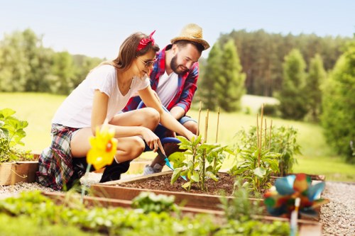 Professional gardener preparing a service agreement for a client